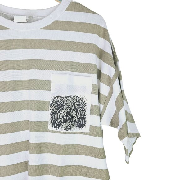 Vintage 90's New York Knit Works, Inc. Tiger Lion Pocket Top w/ Half Sleeve, 20W - Picture 2 of 7